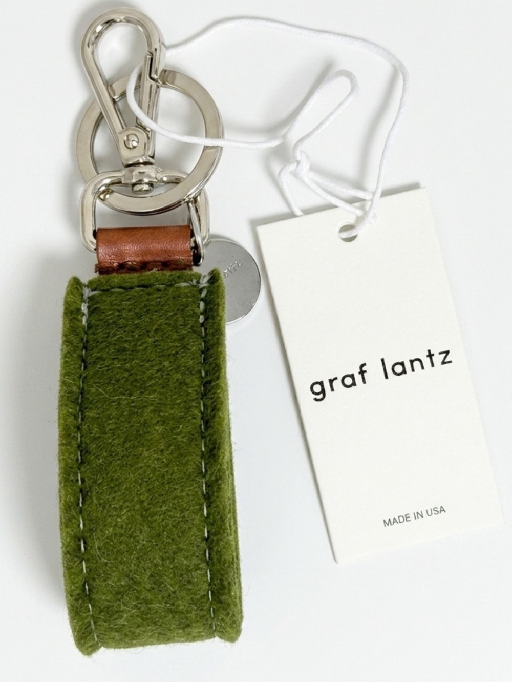 NWT Graf Lantz Merino Wool Loop Key Fob Moss Green